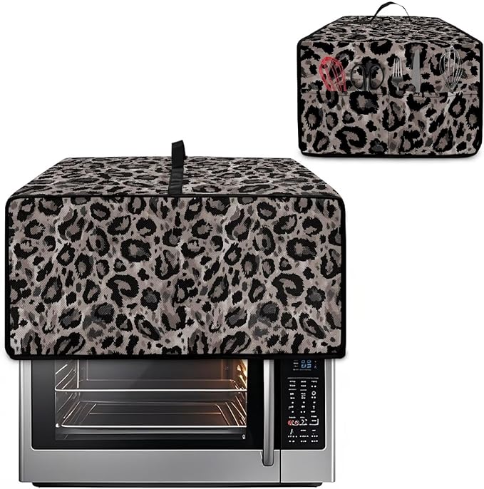 Doojoayie Leopard Toaster Dust Cover Compatible with 8 Slice Toaster Dust Protection Cover Kitchen Decoration Small Appliance Protector Leopard Print