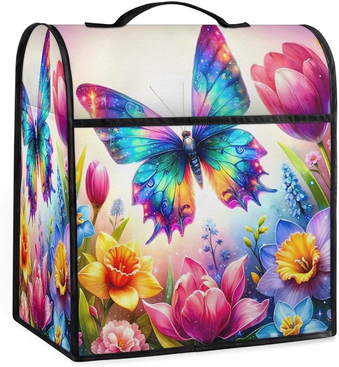 Kitchen Aid Mixer Cover Flower Animal Butterfly Stand Mixer Cover Compatible with 6-8 Quarts Stand Mixers Dust Covers with Zipper Pocket Foldable Washable Kitchen Aid Organizer Bag