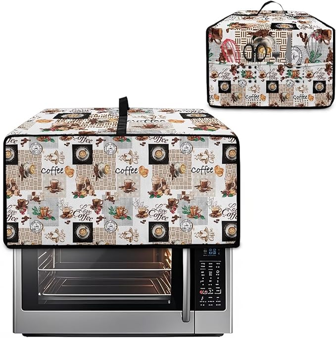 Mumeson Coffee Pattern Toaster Cover Bread Maker Protection for Kitchen Small Appliance Dust Cover Lightweight Fingerprint Protector