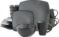 Gibson Elite Soho Lounge Square Reactive Glaze Stoneware Dinnerware Set Service for 4 (16pc) Eclipse
