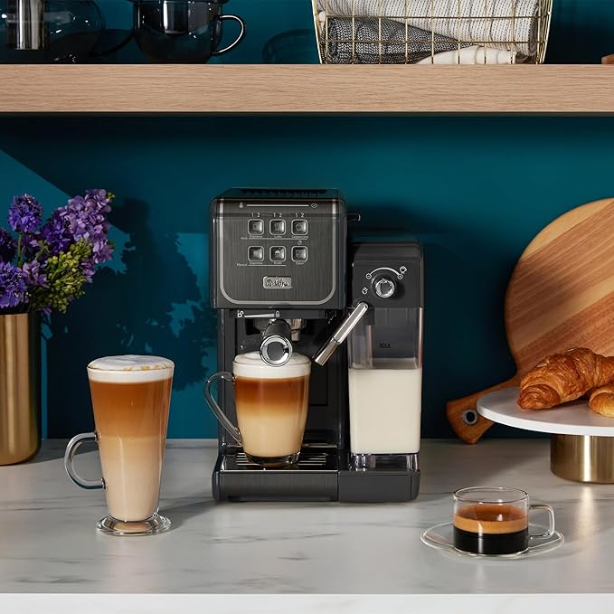 Mr. Coffee One-Touch CoffeeHouse+ Espresso Cappuccino and Latte Maker Home Coffee Machine with 19-Bar Italian Pump and Milk Frother Ideal for Latte Espresso and Coffee Lovers