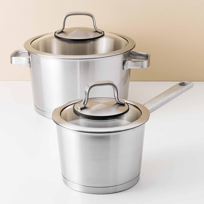 BergHOFF 1110005 10pc (S) Pans Saucepans – Kits Kit (Stainless Steel Stainless Steel Stainless Steel Stainless Steel Glass Ceramic Gas Halogen Induction Sealed Plate)