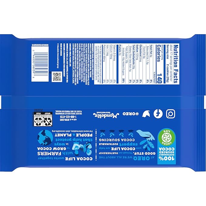 OREO Peanut Butter Creme Chocolate Sandwich Cookies Family Size 17 oz (Pack of 3)