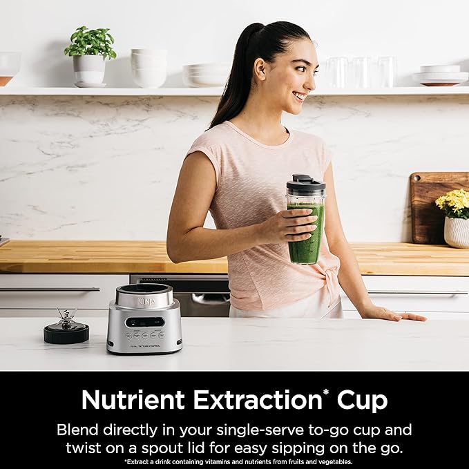 Ninja SS151 TWISTi Blender DUO High-Speed 1600 WP Smoothie Maker &amp Nutrient Extractor* 5 Functions Smoothie Spreads &amp More smartTORQUE 34-oz. Pitcher &amp (2) To-Go Cups Gray