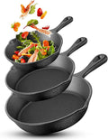 Nonstick Frying Pan Set - 3 Pcs Cast Iron Cooking Pans Dishwasher Safe Prevents Sticking Multifunctional Egg Pan with Longer Handle for All Stove Types