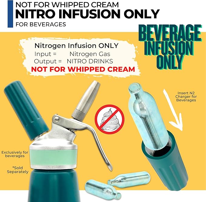 ICO 20pcs Nitrogen Cartridges N2 Cartridges for Nitro Cold Brew Coffee Maker 2g Non-threaded Nitro Cartridge for Making Nitro Cold Brew and Nitro Infused Beverages 'NOT FOR WHIPPED CREAM'