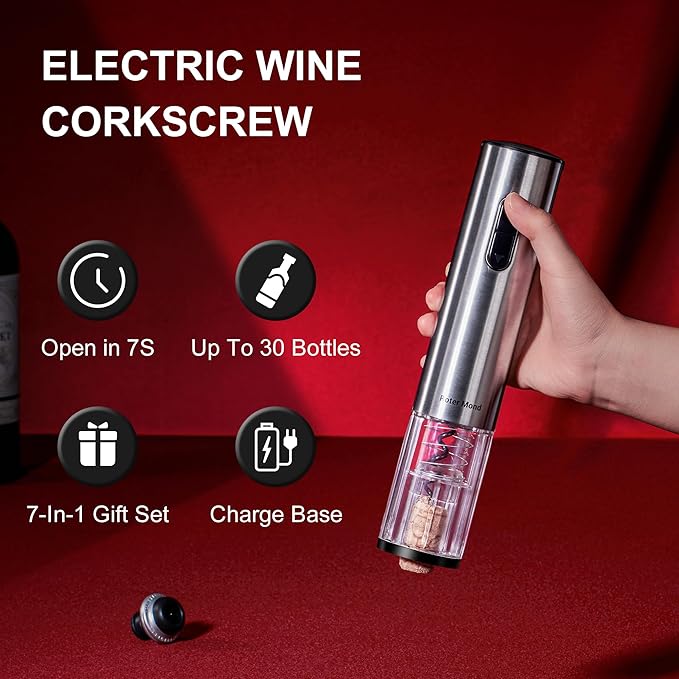 Roter Mond Retro 2 Slice Toaster + Electric Wine Opener Set for Merry Christmas