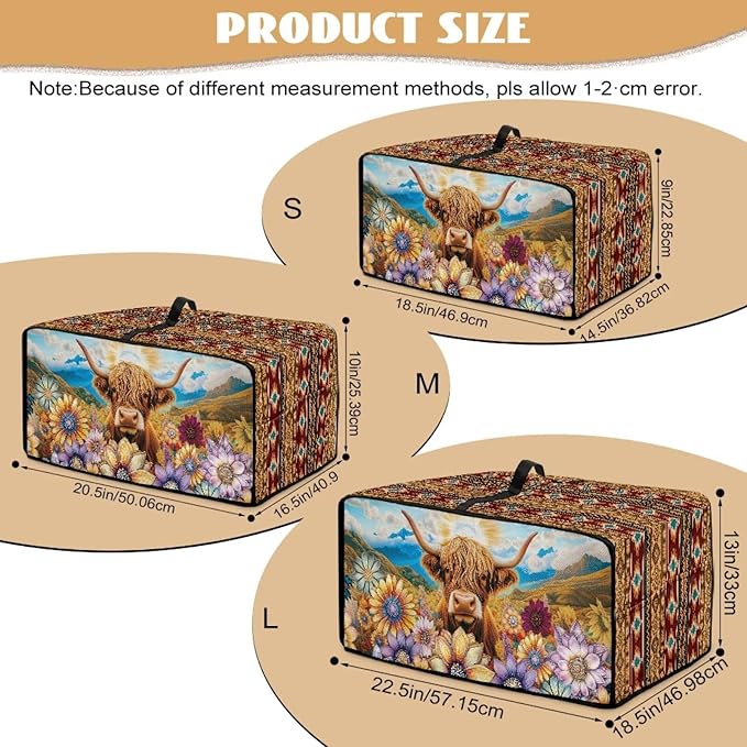 Doojoayie Highland Cow Toaster Cover 8 Slice Kitchen Appliance Covers 22.5x18.5x 13 Small Appliance Dust Protector with Top Handle Easy to Storange