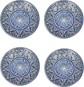 Sungmor Embossed Stoneware Fine Dining Dinnerware Antique Baroque Style Porcelain 4 Inch Soy Saucer Dish Set of 4 Sophisticated Ceramic Dipping Bowl Appetizer Dessert Plate Ketchup Spices Bowl