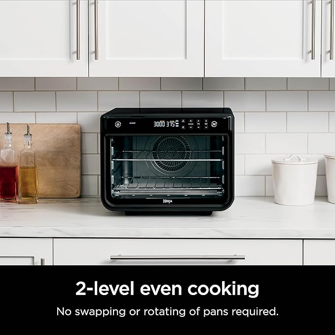 Ninja DT202BK Foodi 8-in-1 XL Pro Air Fry Oven Large Countertop Convection Oven Digital Toaster Oven 1800 Watts Black 12 in. (Renewed)