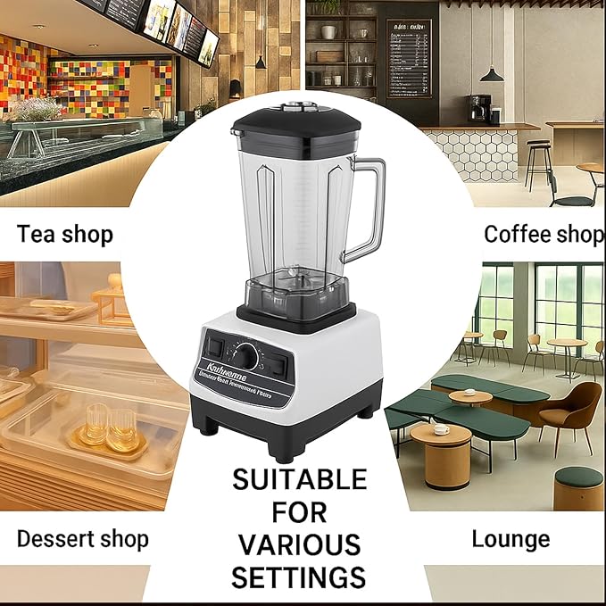 Professional Blender 1600W Commercial Smoothie Maker for Kitchen 2L Countertop Blender for Crushing Ice Frozen Fruit Soup Juice Milkshakes Adjustable Speed