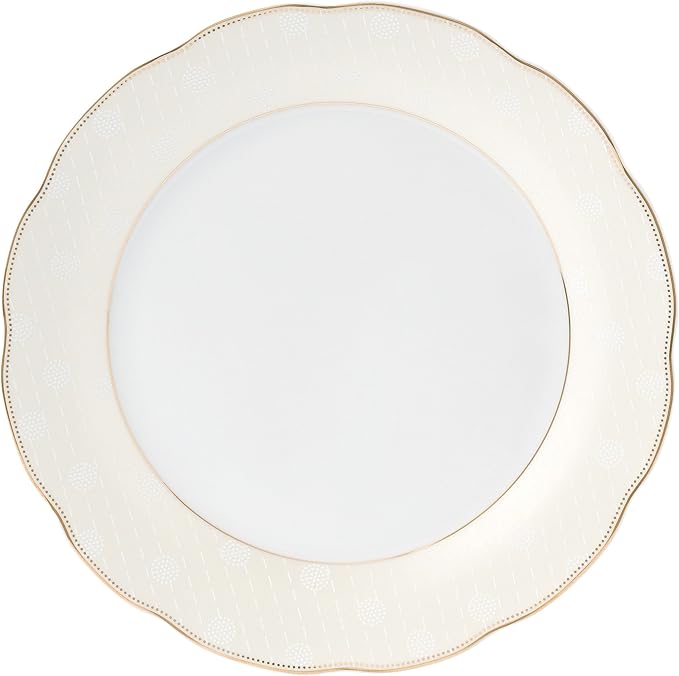 Lorren Home Trends Tova-57 57 Piece Wavy Porcelain Tova Collection Dinnerware Set Gold