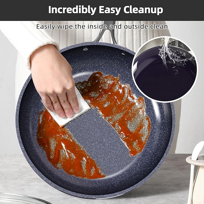 Nuwave Lux 13pc Forged Lightweight Cookware Set PFAS Free Healthy G10 Duralon Ceramic Coating Ultra Non-Stick Stay-Cool Handles Works on All Cooktops &amp Induction Ready