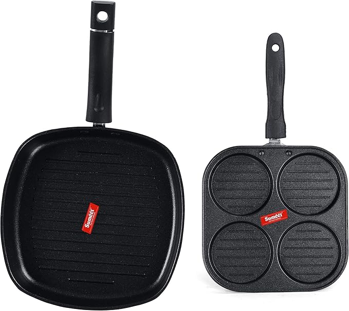 Sumeet NonStick Lacag Cookware Set (Grill Pan-22cm Dia + Mini Multi Snack Maker - 4 Cavity -19.5cm)