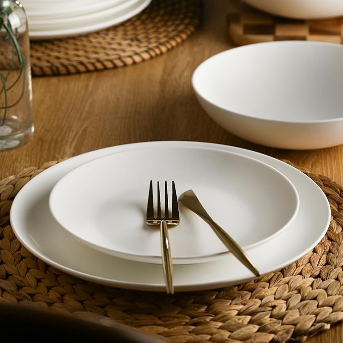 Stone Lain Taglio 12-Piece Dinnerware Set Bone China Matte White