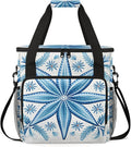Blue Flowers Style Coffee Maker Travel Bag for Keurig K-Mini/K-Mini Plus Insulated Waterproof Tote with Pockets for K-Cup Portable Single-Serve Brewer Case