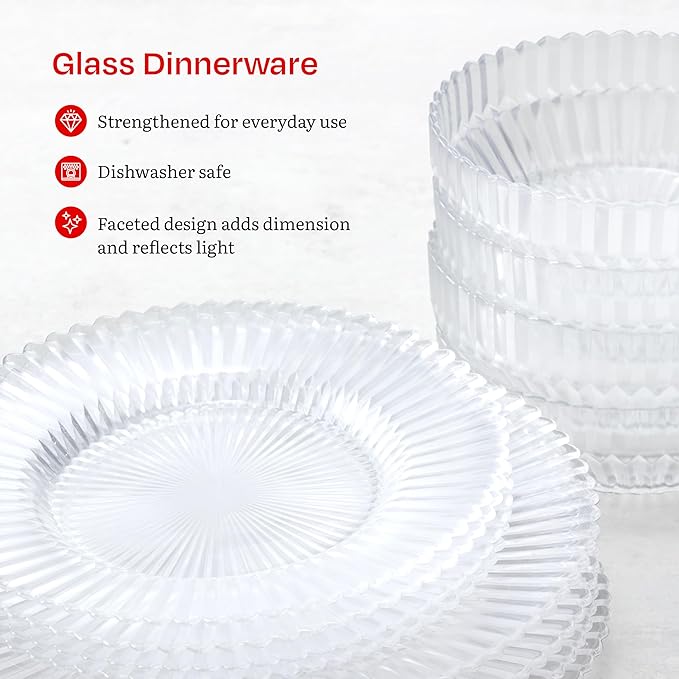 Eater x Zwiesel Fortessa Seraphina Glass 12 Piece Dinnerware Set (Service for 4) Clear