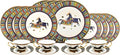 Porcelain Dinnerware Set for 4-20 Piece Luxury Greek Horse Cheval Banquet Dinner Set - Elegant Design - Plates and Cups with Saucers - Dining Set for Everyday Use or Formal Occasions