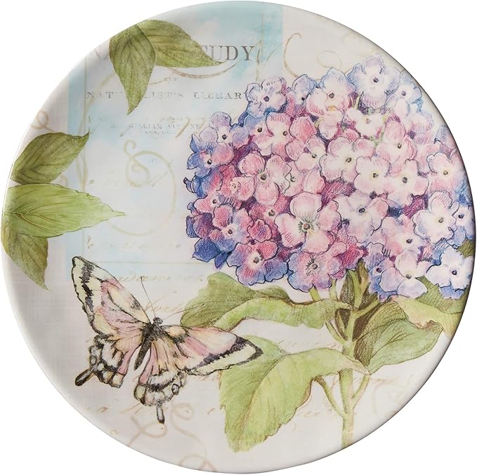 Hydrangea Garden 12 pc Melamine Dinnerware Set Service for 4