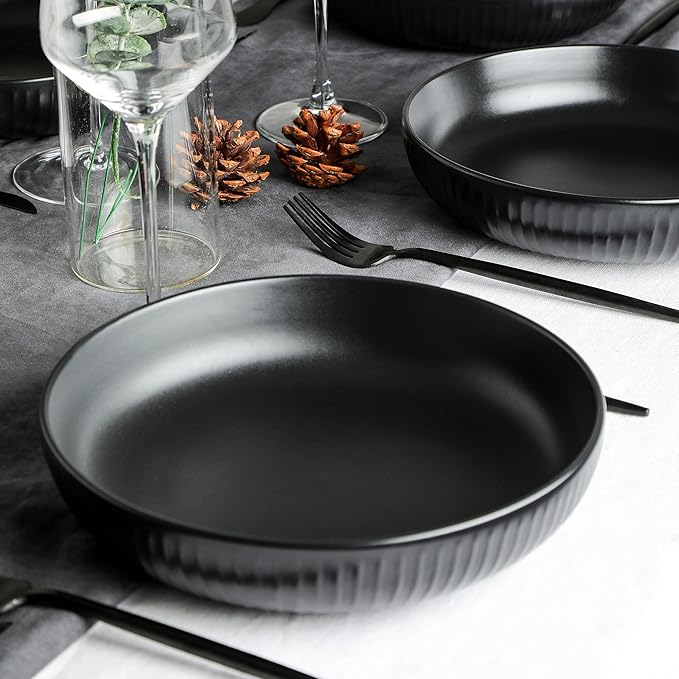 Stone Lain Logan Stoneware Pasta Bowl Set of 4 Black
