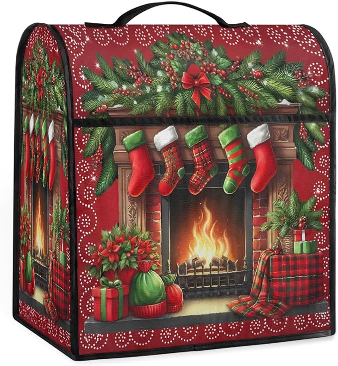 cfpolar Kitchen Aid Mixer Cover Compatible with 6-8 Quarts Christmas Stockings Xmas Stand Mixer Cover Kitchen Aid Mixers Accessories Appliance Organizer Bag Dust Covers with Zipper Pocket