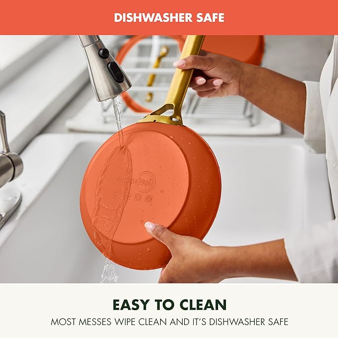 GreenPan Nonstick Reserve Pro 10 Piece Cookware Set NSF Certified Ceramic Hard Anodized PFAS-Free Pots &amp Pans Set with Lids Stainless Steel Handles Oven &amp Dishwasher Safe Harvest Orange