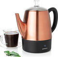 Mixpresso 4 Cup Percolator Coffee Pot Electric Copper Stainless Steel Coffee Percolator Electric With Keep Warm Function Classic Perculator Pot With Removable Basket for Home or Office