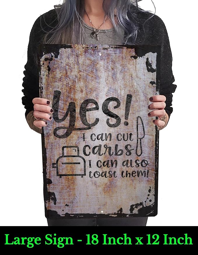 Yes I can cut carbs I can also toast them! funny toaster bread Beige Wall Art Decor Funny Gift 12 x 18 Inch
