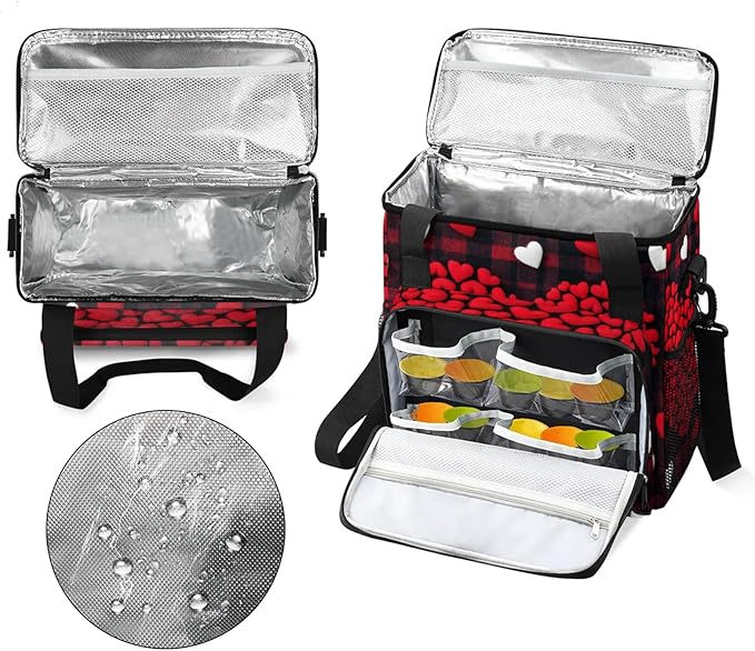 Valentine's Day Coffee Maker Travel Bag Heart Insulated Grocery Bag Travel Picnic Leakproof Cooler Bags With Shoulder Strap