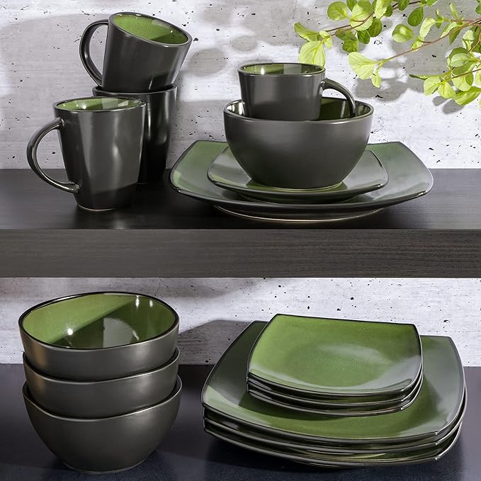 Gibson Elite Soho Lounge 16 Piece Dinnerware Set Green