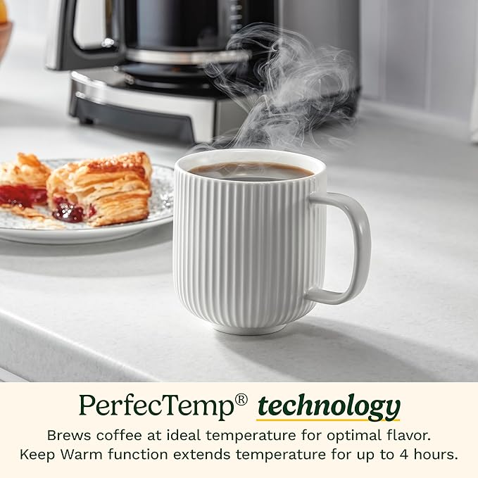 Cuisinart Coffee Maker 14-Cup PerfecTemp Programmable Coffee Machine Glass Carafe with 1-4 Cup Setting Brew Strength Control Brew Pause and Over Ice Function White DCC-3500W