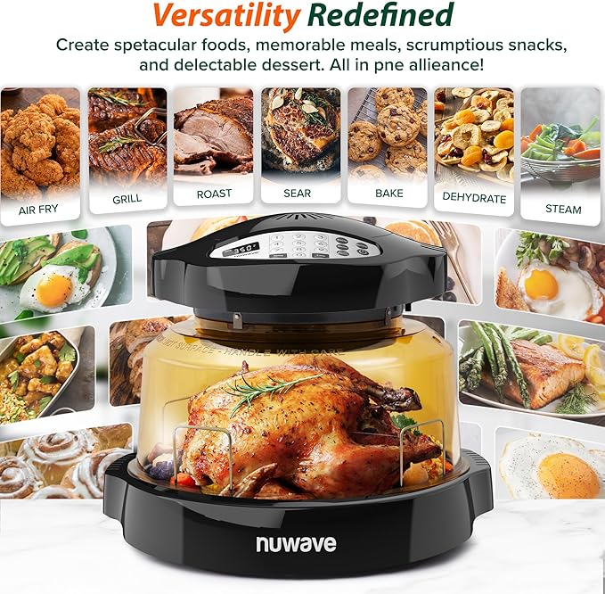 Nuwave Pro Plus 2 Infra-Red Oven Countertop Convection Cook Fresh or Frozen No Defrosting or Preheating Cook Healthy 360 Surround Heat Adjustable Temps 100 Presets 50 Memory Tough Power Dome
