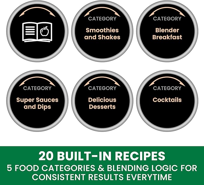 Omega ProForce Blender Professional Grade with Intellidial Technology Includes 20 Built-In Recipes 12 Variable Speeds 7 Pulse Settings and 64-Ounce Pitcher Plus Travel Cup 2HP/1400 Watts Black