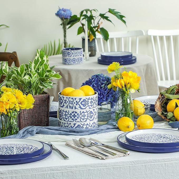 Stone Lain Tropea 12-Piece Dinnerware Set Stoneware Blue