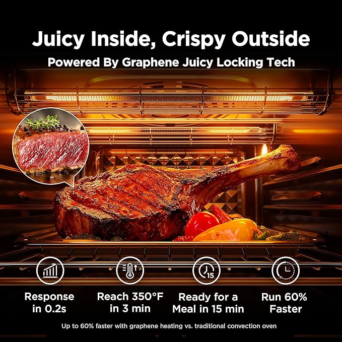 Midea Flexify Pro 10+4 Toaster Oven Air Fryer Combo Graphene Juicy-Lock Cooking French Door Countertop Oven 450°F Flash Air Fry 26.4 QT Stainless Steel