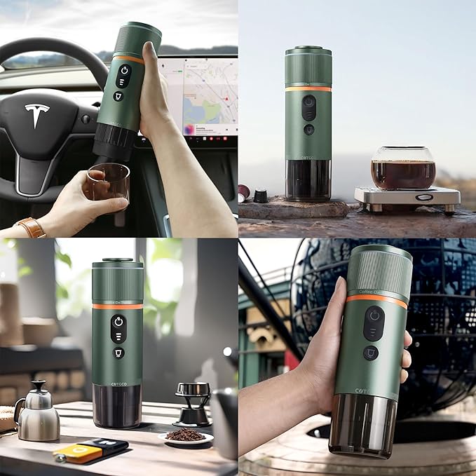 Portable Espresso Maker 20 Bar Self‑Heating &amp Auto-off | 13500 mAh Battery Brews 8 Shots | 12 V Mini Espresso Machine Compatible with Nespresso Original Pods | Car/Travel/Camping