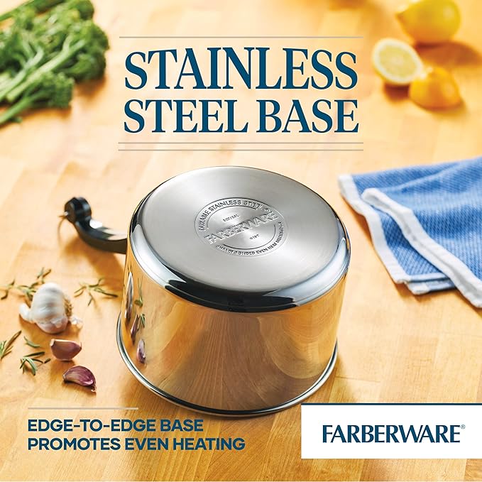 Farberware Classic Stainless Steel Sauce Pan/Saucepan with Lid 3 Quart Silver