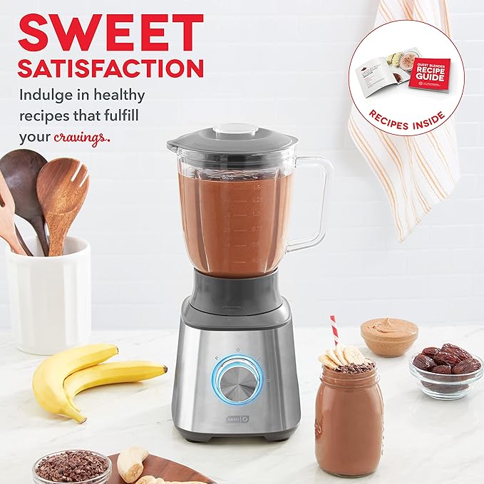 Dash Quest 50 oz Countertop Kitchen Blender Professional Heavy Duty High Speed Processor and Mixer Stainless