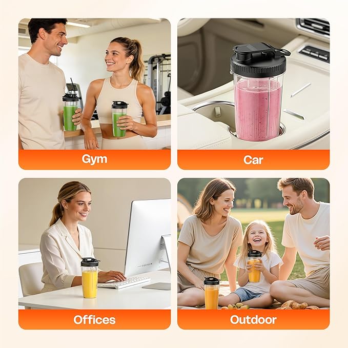 Blender for Smoothies Portable Personal Blender for Shakes and Smoothies for Kitchen with 2 * 24oz Portable Cups and Extra Lid Smoothie Maker Machine for Juices Baby Food Nutritious Recipe