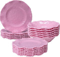 Pink Dishes Melamine Dinnerware Sets 18 Piece Kitchen Plates and Bowls tableware Set Lightweight BPA free Beaded Serving Dishes for Girls Valentine's Day Mother's Day. Service for 6.