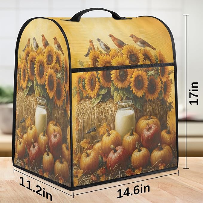 cfpolar Kitchen Aid Mixer Cover Compatible with 6-8 Quarts Pumpkin Sunflower Animal Bird Stand Mixer Cover Kitchen Aid Mixers Accessories Appliance Organizer Bag Dust Covers with Zipper Pocket