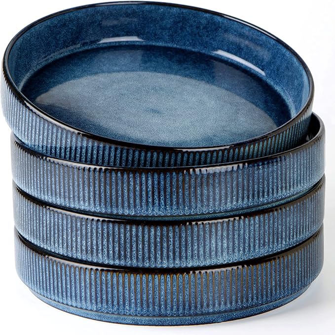 Famiware Star Dinnerware Set and Pasta Bowls with Coffee Mugs Set Service for 4 (20 Pieces) - Stoneware Dinnerware Dishes Nebulas Blue