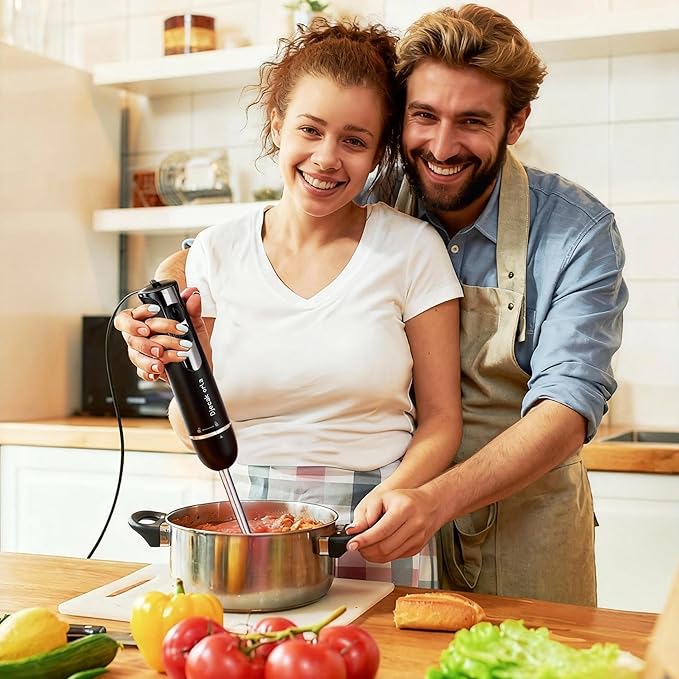 Upgraded Blender Handheld 1100W 20 Speed Settings Max 15500 RPM 5 in 1 Hand Blender with Milk Frother Handheld Food Processor Batidora De Mano Electrica Kitchen Appliances Black