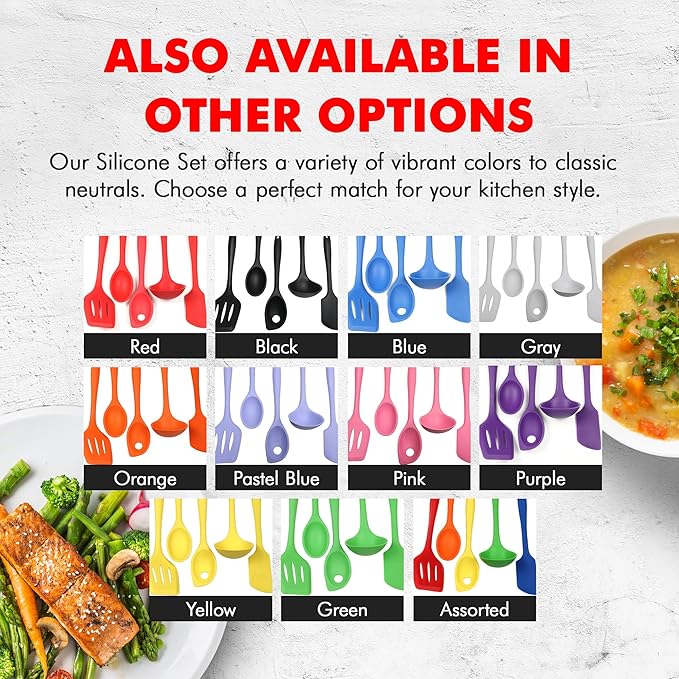 Chef Craft - Premium Silicone Kitchen Tools and Utensils Set Non-Scratch Withstands Temperatures up to 450°F BPA-Free 5 Piece Cooking Utensils Set Pink