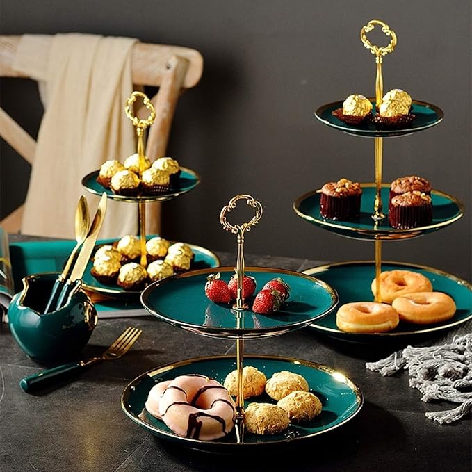 Creative Emerald Dessert Plate with Phnom Penh Fruit Plate Style:Large Two-Layer Cookware Set Cookware Picnic Boiler Cookware