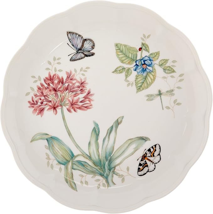 Lenox Dinnerware Set Butterfly Meadow 18-Piece Set Service For 6 White Porcelain Butterfly And Flower Designs Plates And Bowls Sets Dishwasher Safe Home &amp Kitchen (18 Pieces Assorted)