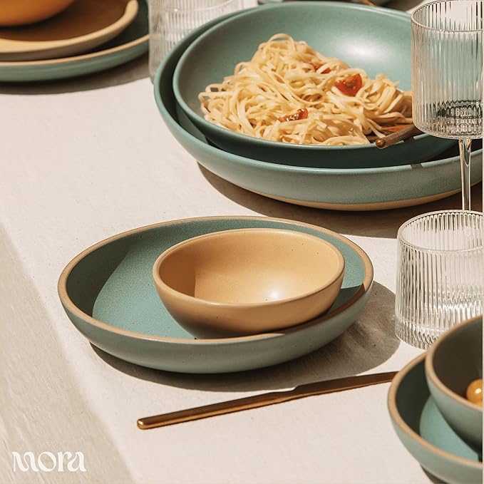 MORA Small Bowls Set of 4 16oz Ceramic Pottery Dessert Bowls - Microwave Oven and Dishwasher Safe - Merrigold