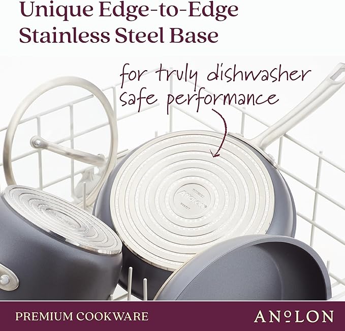 Anolon Accolade Forged Hard Anodized Nonstick Frying Pans/Skillet Set 8 Inch and 10 Inch - Moonstone Gray