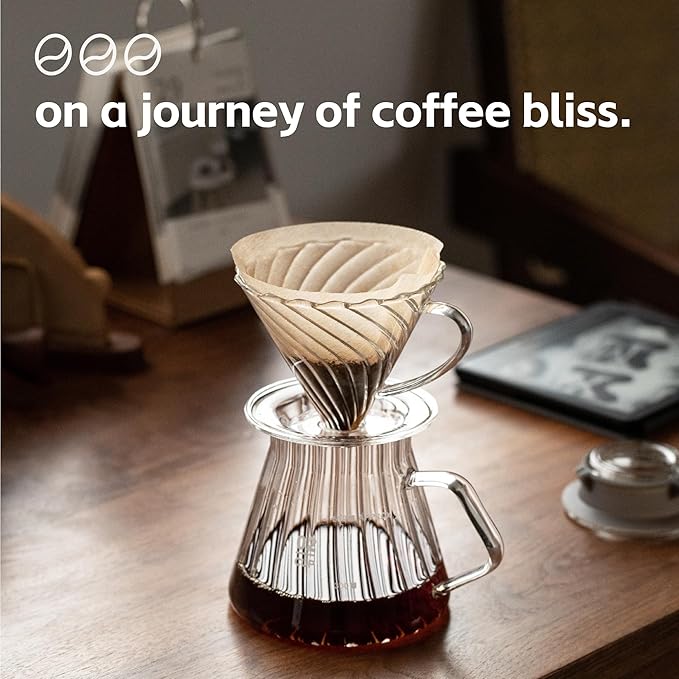 Coffee Dripper Resuable Pour Over Coffee Maker With Handle Slow Brewing Coffee Pour Over for Cafe Travel Home&ampOffices Single Cup Coffee Pour Over #02 (Borosilicate Glass 1-4 Cups)