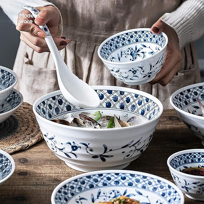 Dinner Set for Luxury Restaurant and Home Ceramics Dinner Sets Blue and White Porcelain Dinnerware Set of 45 | Simplicity Cereal Bowl and Steak Plate Set